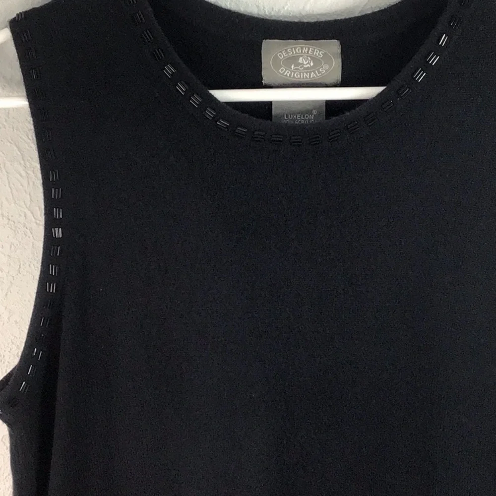 DESIGNER Originals Black Sleeveless with Black Beaded Trim Sz Medium